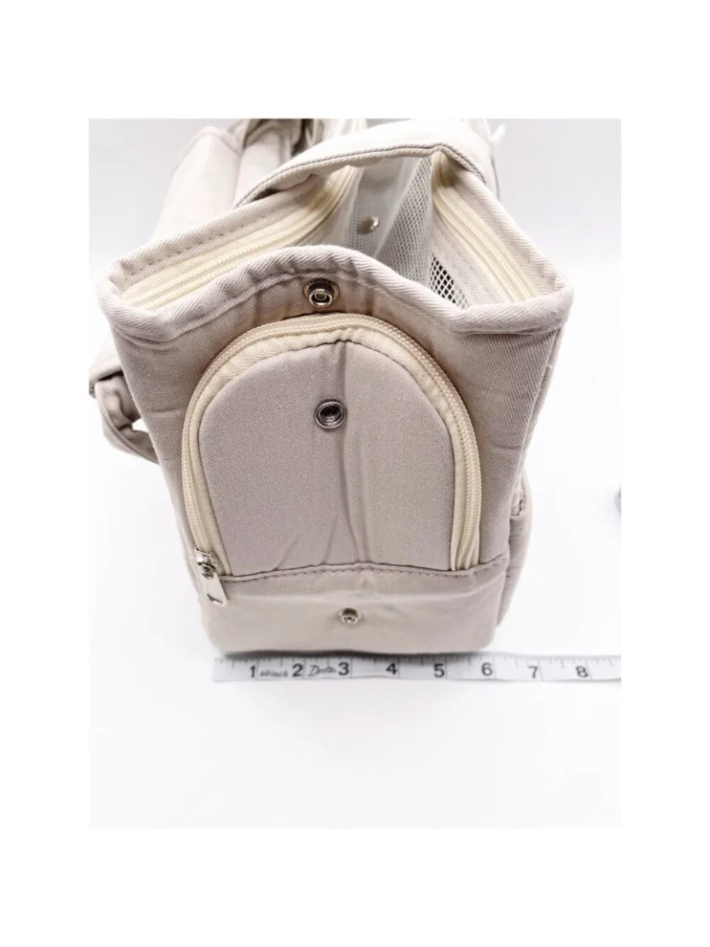 New ONECUTE Small Beige Canvas Mesh Puppy Dog Carrier Handbag Tote Travel Pet